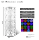 Luminária de Mesa LED Cristal Diamante