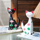 Kit 2 Esculturas de Gatos em Madeira
