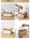 Porta Lenços de Papel Transparente com Base de Madeira