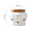 Pote de Cerâmica Abóbora com Tampa de Bambu