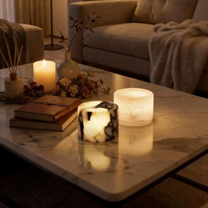 Luminária de Mesa em Pedra Mármore LED