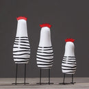 Kit 3 Galinhas Decorativas em Madeira Pintada