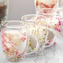 Caneca de Vidro Duplo com Flores Secas