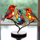 Escultura Decorativa Pássaros Coloridos