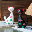 Kit 2 Esculturas de Gatos em Madeira