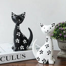 Kit 2 Esculturas de Gatos em Madeira