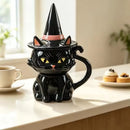 Caneca Gato Preto com Tampa de Chapéu de Bruxa