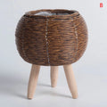 Cachepot em Rattan com Pés de Madeira