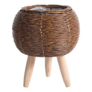 Cachepot em Rattan com Pés de Madeira