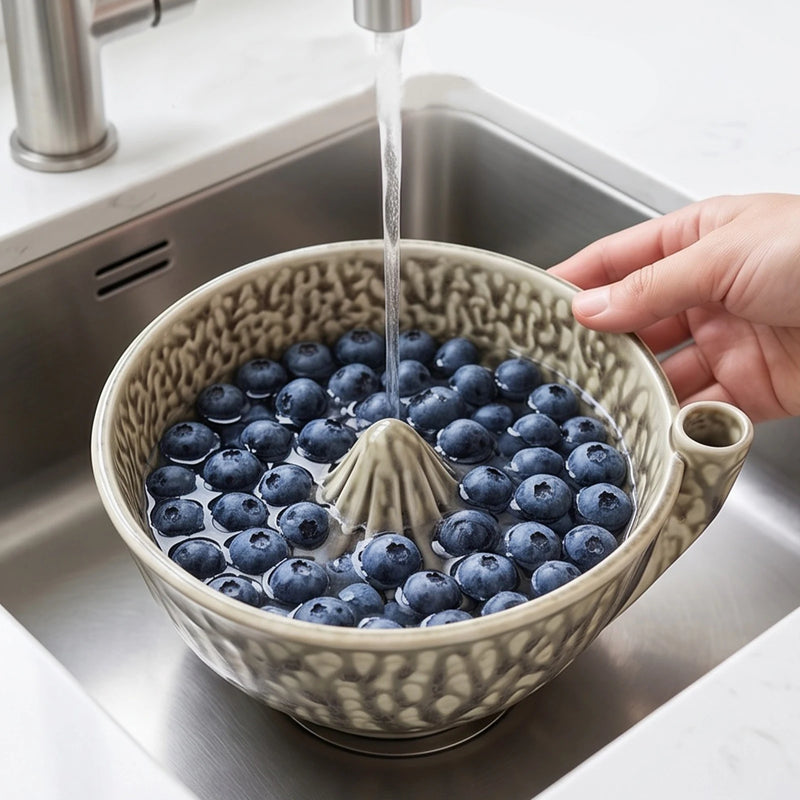 Bowl Giratório para Lavar Frutas em Cerâmica