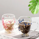 Caneca de Vidro Duplo com Flores Secas
