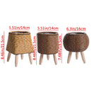 Cachepot em Rattan com Pés de Madeira