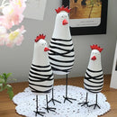Kit 3 Galinhas Decorativas em Madeira Pintada