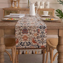Caminho de Mesa Floral Vintage com Franjas