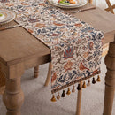 Caminho de Mesa Floral Vintage com Franjas