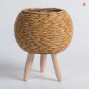 Cachepot em Rattan com Pés de Madeira