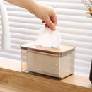 Porta Lenços de Papel Transparente com Base de Madeira
