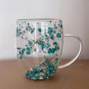 Caneca de Vidro Duplo com Flores Secas