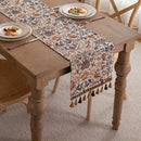Caminho de Mesa Floral Vintage com Franjas
