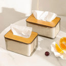 Porta Lenços de Papel Transparente com Base de Madeira