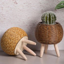 Cachepot em Rattan com Pés de Madeira