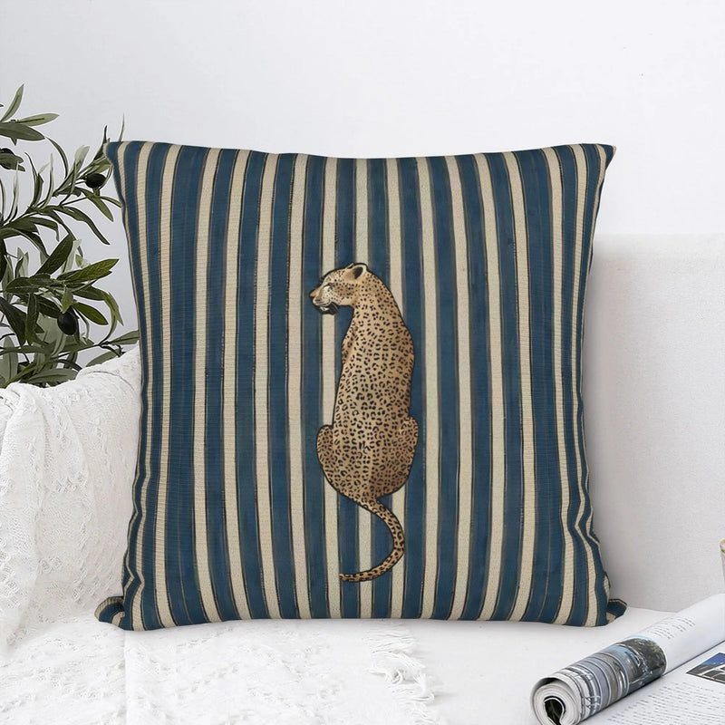Capa de Almofada Boho Azul Listrada