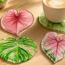 Kit 4 Porta-Copos Folhas Tropicais em Acrílico