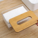 Porta Lenços de Papel Transparente com Base de Madeira