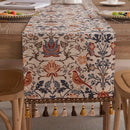 Caminho de Mesa Floral Vintage com Franjas