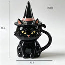 Caneca Gato Preto com Tampa de Chapéu de Bruxa