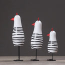 Kit 3 Galinhas Decorativas em Madeira Pintada