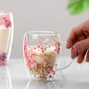 Caneca de Vidro Duplo com Flores Secas