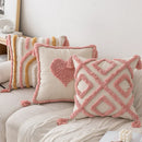 Capa de Almofada Rosa em Algodão com Tassel