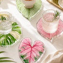Kit 4 Porta-Copos Folhas Tropicais em Acrílico