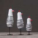 Kit 3 Galinhas Decorativas em Madeira Pintada