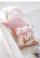 Capa de Almofada Rosa e Branca 45x45 cm