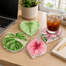 Kit 4 Porta-Copos Folhas Tropicais em Acrílico