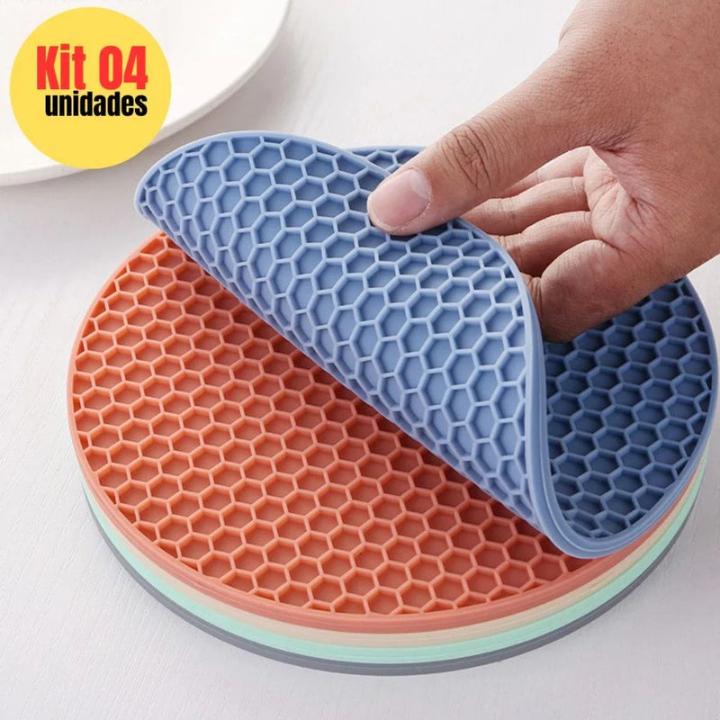 Kit com 4 Descansos de Panela em Silicone