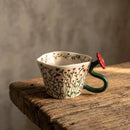 Caneca Floral em Cerâmica Pintada à Mão