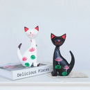 Kit 2 Esculturas de Gatos em Madeira