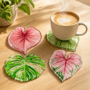 Kit 4 Porta-Copos Folhas Tropicais em Acrílico
