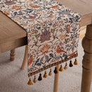 Caminho de Mesa Floral Vintage com Franjas