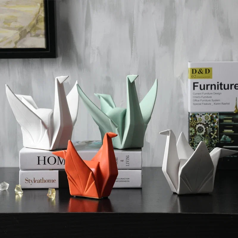 Escultura Pássaro Origami em Cerâmica