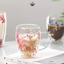 Caneca de Vidro Duplo com Flores Secas