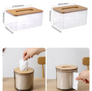 Porta Lenços de Papel Transparente com Base de Madeira