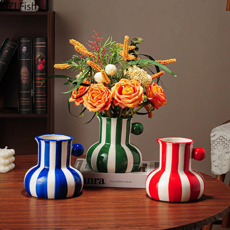 Vaso Decorativo de Cerâmica Listrado