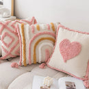 Capa de Almofada Rosa em Algodão com Tassel