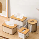 Porta Lenços de Papel Transparente com Base de Madeira
