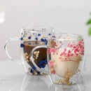 Caneca de Vidro Duplo com Flores Secas
