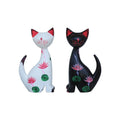 Kit 2 Esculturas de Gatos em Madeira